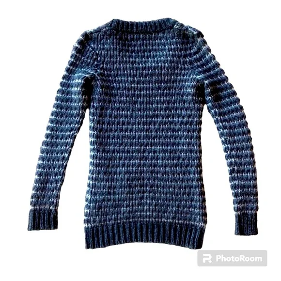 Merino Wool and Cashmere Rag and Bone Open Weave Crew Neck Gray Tunic Sweater